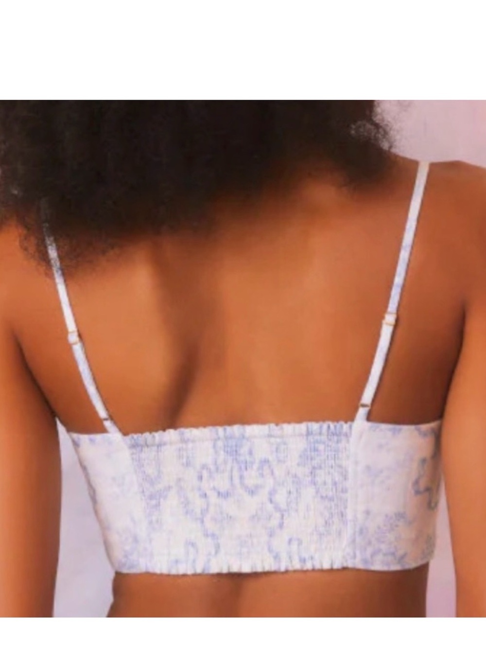 LoveShackFancy lacette toile linen crop Top Cerulian Blue & white size m $195 - Picture 3 of 9